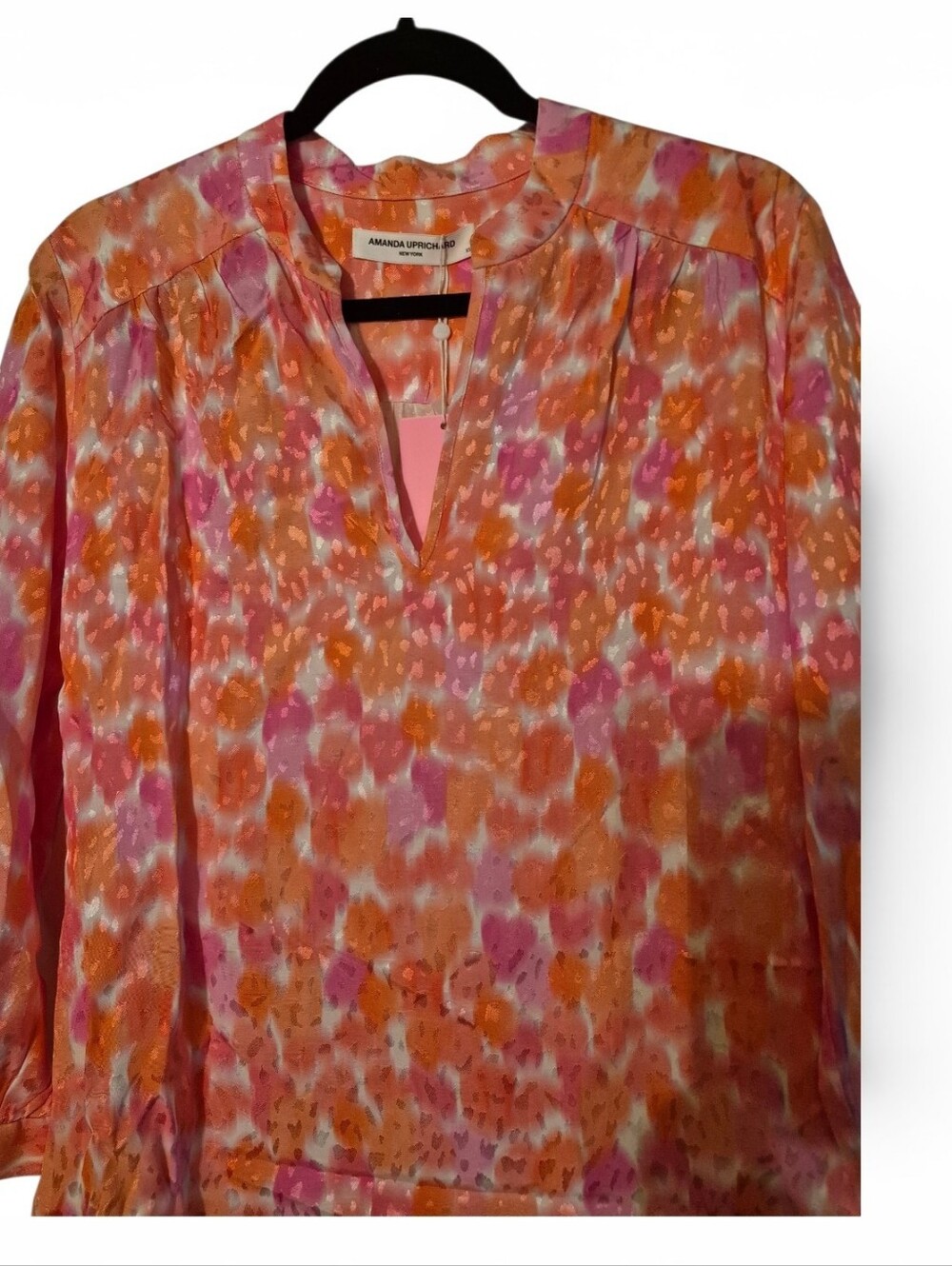 Amanda Uprichard NWT Everyday Top in Vibrant "Rosato" watercolor floral print XS - Picture 6 of 9